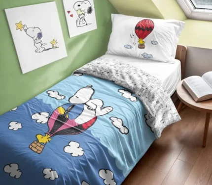 Peanuts Completo Lenzuola Copriletto Snoopy Fly Singolo