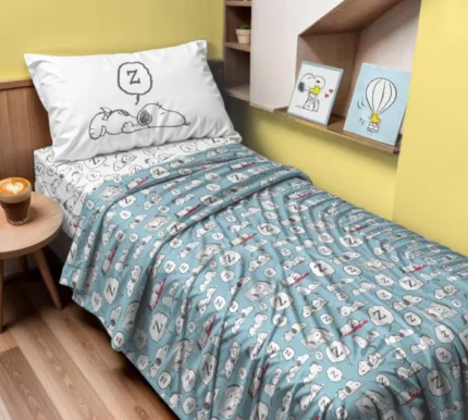 Peanuts Completo Lenzuola Copriletto Snoopy Zzz Singolo